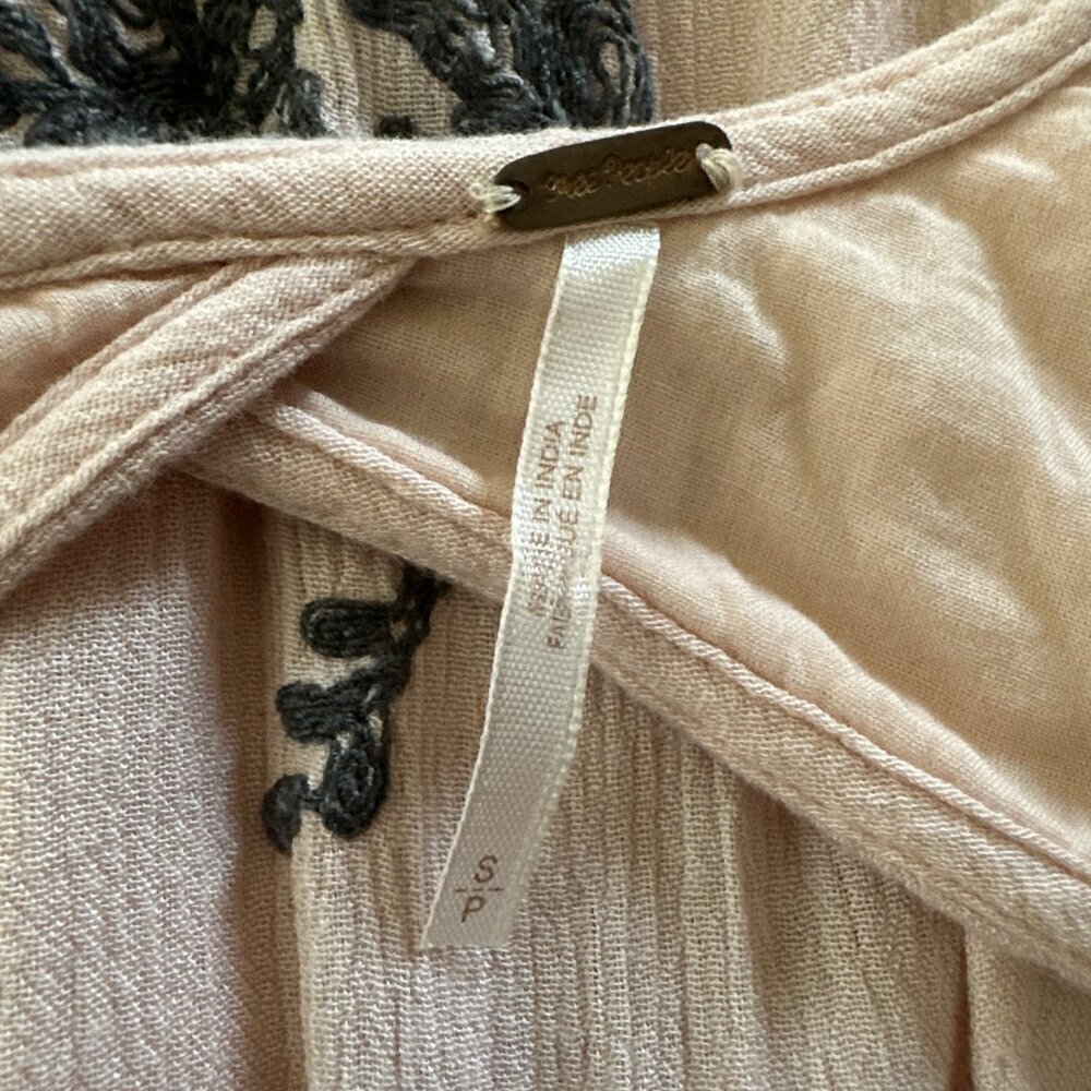 Free People Small Pink Grey Floral Embroidered Boho Austin Swing Mini Dress Boho - Picture 8 of 9